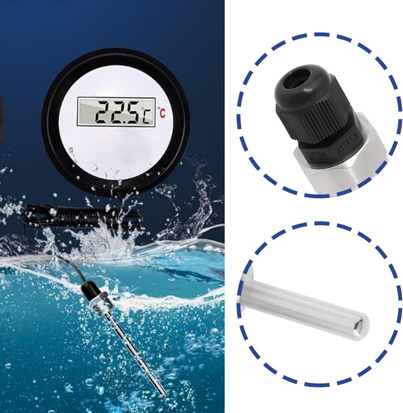 OTOTEC 2pcs Immersion Sleeve Pocket Thermowell G1/2" 304 Stainless Steel Temperature Sensor Immersion Sleeve Pocket Tool for Temperature Sensor 6mm Heater(8x50mm) - Image 2